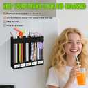 Acrylic Straw Holder for Cabinet Door,Straw Holder Dispenser With 8pcs Double Sided Adhesive Tape,Cabinet Straw Holders Organizer for Counter,Straws Organizer Storage for Kitchen Cupboard(Black)