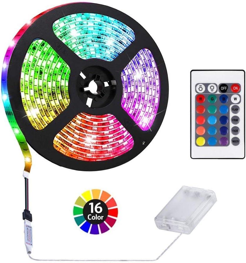 2M/6.6FT Battery Powered LED Strip Lights, Flexible Color Changing RGB LED Light Strip, TV Backlight Background Lighting
