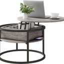 Round Coffee Table with Storage,Lift Top Coffee Table for Living Room Reception Room,2 Tier Small Round Table Dining Center,Grey