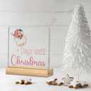 Funny Days Till Christmas Countdown Sign Christmas Countdown Calendar Acrylic Decor Xmas Vacation Sign Pink Santa Retro Decoration 4 x 4 Inch