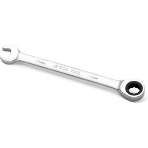 2 x Jetech 11mm Ratcheting Combination Wrench, Industrial Grade Gear Wrench with 12-Point 72-Tooth Ratchet, Forged and Heat-Treated Cr-V Steel, Metric