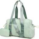 Everyday Mini Gym Bag for Women 2.0, Small Tote with Zipper Compartment Waterproof Travel Duffle Cute Handbag Workout Carry On with Removeable Shoulder Strap & Coin Wallet Easy to Clean - Green