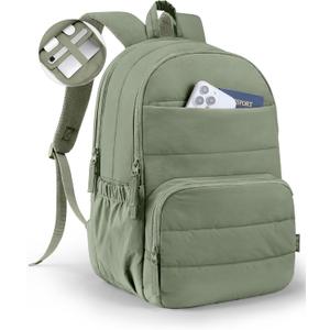 Uselike Travel Backpack for Women, 15.6 Inch Laptop Backpack, Quilted College Bookbag, Cute Work Backpacks, Water Resistant (Sage Green)