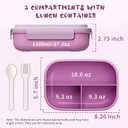 Bento Lunch Box with Kids & Children, Stackable Lunchbox Container with 3-Compartment, Durable for On-the-Go Meal, BPA-Free and Food-Safe Materials (Purple)