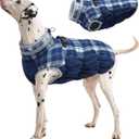 FUAMEY Dog Coat for Large Dogs, Waterproof Dog Winter Jacket with Harness Built in Puppy Cold Weather Coats Reflective Pet Vest with Zipper Warm Fleece Dogs Snowsuit Windproof Blue Plaid, XL