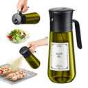 hoforife Glass 2 In 1 Olive Oil Dispenser Bottle for Kitchen Gadgets, Olive Oil Sprayer for Cooking, 18oz Black (Light Blockage, Olive Green)
