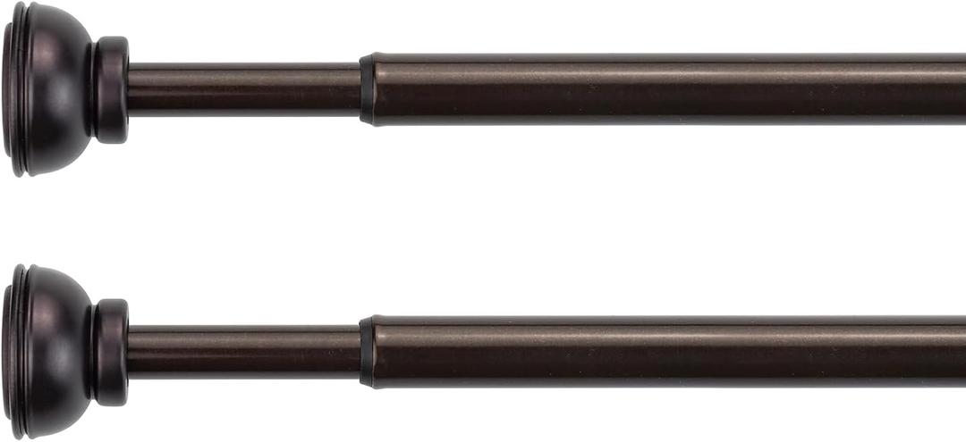 KXLife 2 Pack Spring Tension Curtain Rod, 1/2- inch Decorative Tension Drapery Rod for Window, Caf Rod Bronze, (22-36)