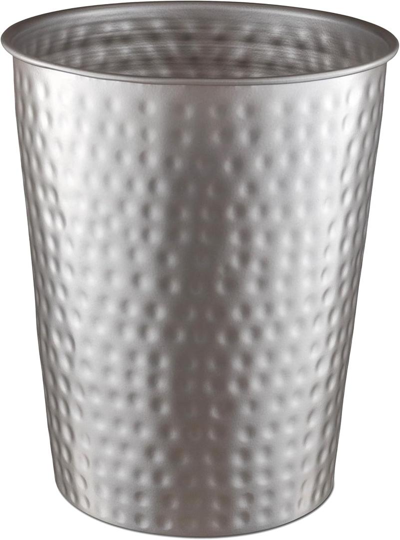 Monarch Abode Wastebasket Trash Bin, Metal, Pewter