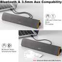 SOULION R50 Bluetooth Computer Speakers, 3.5mm PC Sound Bar for Desktop Monitor, Wired USB Powered & Colorful LED Lights with Switch Button, Surround Sound Soundbar PC Spearkers for Computer