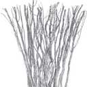 Xinnun 50 Pcs Curly Willow Branches Decorative Dried Willow Vase Filler Tree Branches for Artificial Twigs Sticks for DIY Crafts Christmas Home Decor(Glitter Silver,15.75 Inch)
