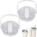 30oz and 20oz Flip Straw Lid for Stanley Quencher, Leak Proof Top Replacement with Detachable Handle for Stanley Quencher H2.0 and ProTour, BPA-Free No Spill Reusable Lids for 30oz&20oz, White*2