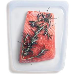 Stasher Silicone Reusable Storage Bag, Half Gallon Bag, Reusable Freezer Bag, Microwave, Dishwasher, Oven Safe, Sous Vide, Premium Lunch Container, Eco Friendly, Food Storage Bag, 64 oz, Clear | Reusable Food Bag