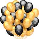 KatchOn, Black and Gold New Year Balloons 2026 - Pack of 50 | Happy New Year Latex Balloons | Gold Black Nye Party Latex Balloon for Nye Party Decorations | New Year's Eve Party Decorations