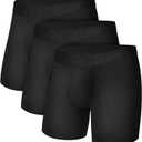 Hanes Men's Underwear, SuperSoft Viscose from Bamboo, 3-Pack, Sexy Men's Underwear, Regular- Leg Boxer Briefs (Black) XL