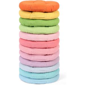 Gerrii 12 Pieces Classroom Floor Cushions with Handles Flexible Floor Seating Cushions Pillows School Chairs in Home School Classroom Kindergarten Daycare Nursery(Fresh Color,Round), Medium