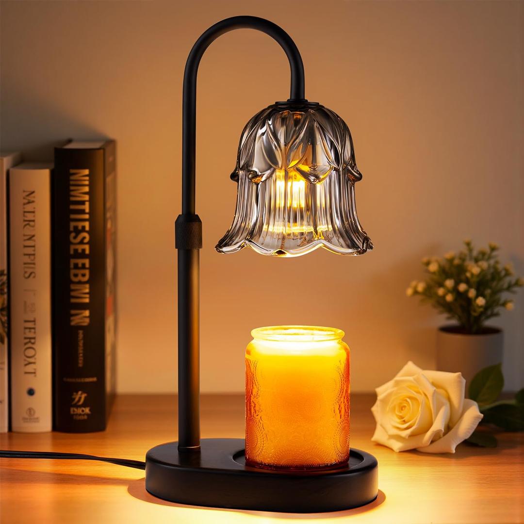 Candle Warmer Lamp Adjustable Timer Electric Gray Flower Shaped Wax Melting Lamp
