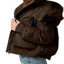 Women's Thickened Jackets Winter Warm Parka Puffer Jacket Multi-pocket with Removable Hood (XL)