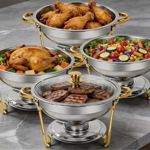 Chafing Dishes for Buffet, 4 Pack Chafing Dish Set with Glass Lid