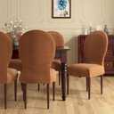 Round Back Dining Chairs Slipcovers, High End Velvet Curved Back Dining Chair Cover, Set of 2/4/6 Dining Room Chairs Covers Without Arms Modern Oval Side Chairs for Hotel Restaurant
