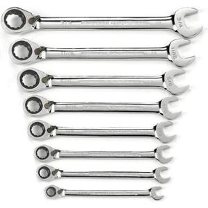 GEARWRENCH 8 Piece 72-Tooth 12 Point Reversible Ratcheting Combination SAE Wrench Set | 9533N