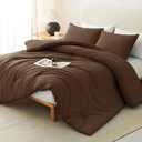 CozyLux Oversized King Comforter Set Brown, 3 Pieces 120"x98" Lightweight Down Alternative Quilted Bedding Sets, All Season Soft Breathable Solid Comforter with 2 Pillowcases, Bed Set Gift for Home