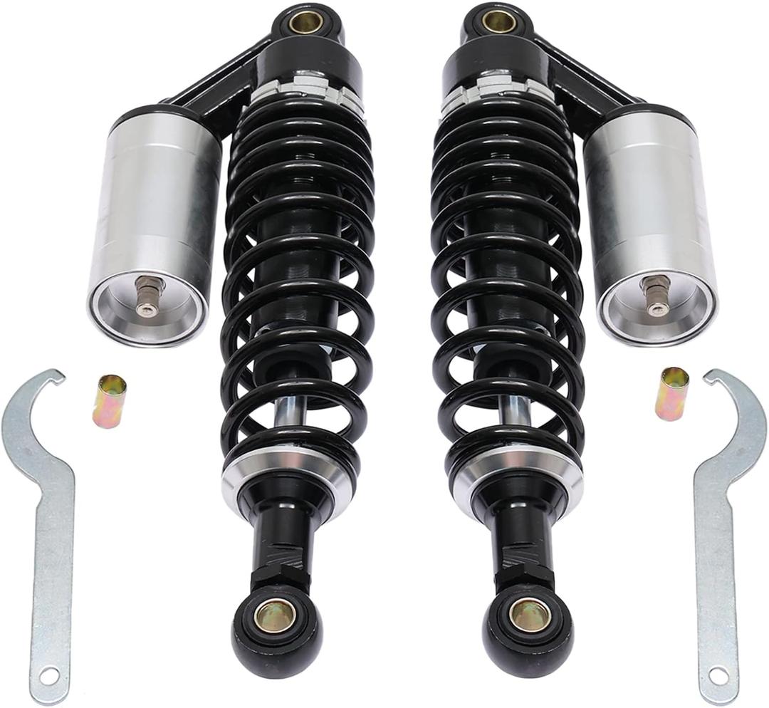 320mm Universal Motorcycle Rear Air Shock Absorbers Adjustable Rear Shock For Honda Kawasaki Suzuki Yamaha Go Kart dirt Scooters Street Sport Bike 12.6" Black Silver 2pc