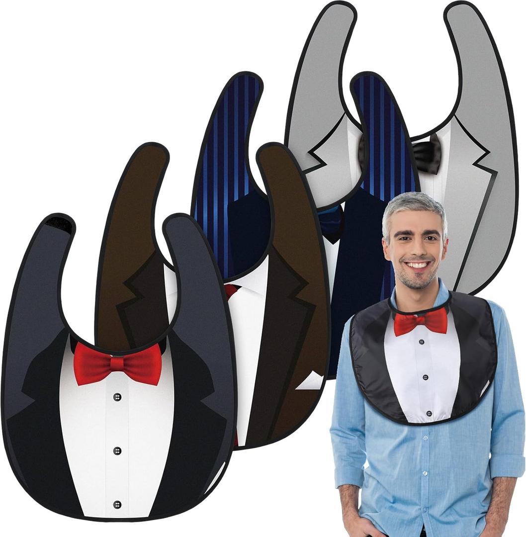 Zhanmai 4 Pcs Funny Large Adult Bibs Washable Dining Clothing Protectors for Women Men Eating Feeding (Classic Style), 40 x 60 cm