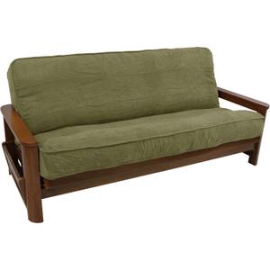 Blazing Needles Solid Microsuede Double Corded 8" to 9" Futon Cover, Full, Sage Green