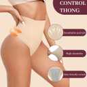 Tummy Control Shapewear Thong for Women High Waisted Shaping Underwear Seamless Body Shaper Panties (L)