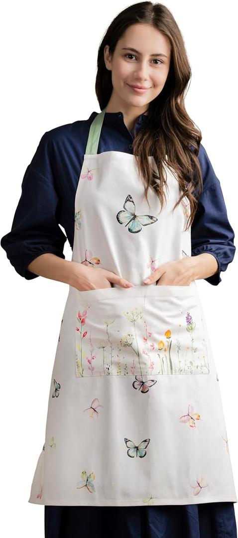 Maison d' Hermine 100% Cotton Apron for women with Pocket Kitchen Chef Apron for Men Cooking Easter Decorations (014 - Botanical Fresh)
