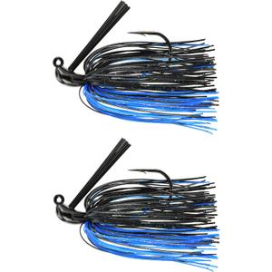 3/8-1oz Tunsten Bass Flipping Jig - 2 Pack - 4 Colors & 4 Weights to Choose from (Black Blue)