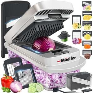 Mueller Pro-Series 10-in-1, 8 Blade Vegetable Chopper, Onion Mincer, Cutter, Dicer, Egg Slicer with Container, French Fry Cutter Potatoe Slicer, Home Essentials & Kitchen Gadgets, Salad Chopper