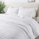 ROARINGWILD White Twin Size Quilt Bedding Sets with Pillow Sham, Lightweight Soft Bedspread Coverlet, Quilted Blanket Thin Comforter Bed Cover for All Season, 2 Pieces, 68x90 inches