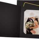 Golden State Art, 25 Pack, Photo Folders for 6x8/8x10 Picture, Cardboard/Paper Frames, Events: Graduation, Wedding, Christmas, Great Invitation/Greetings Cards (Black with Gold Lining)