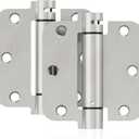 2 Pack Self Closing Door Hinges, 3.5 Inch Spring Loaded Door Hinges for Garage, Front, Back Door, Left/Right Hand, Adjustable Tension, 5/8'' Radius Corners, UL Listed, Brushed Nickel