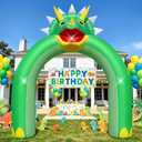 9.5FT Giant Triceratops Inflatable Arch - Dinosaur Birthday Party Decorations for Boys Kids, Dinosaur Day Jungle Theme Photo Backdrop with 1 Blower 2 Banners & 3 LED Lights, Outdoor Yard Blow-Up Decor