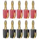 Goupchn 4mm Banana Plug High Current Quick Connect Gold-Plated 10PCS Banana Connector 32A Red&Black