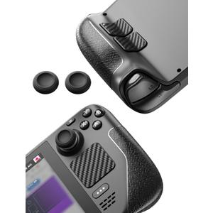 JSAUX Skin Stickers Set for Steam Deck/Steam Deck OLED, Anti-Slip Grip Stickers, Touchpad Protector, Steam Deck Thumb Grip Caps, Touch Front & Back Protector Set