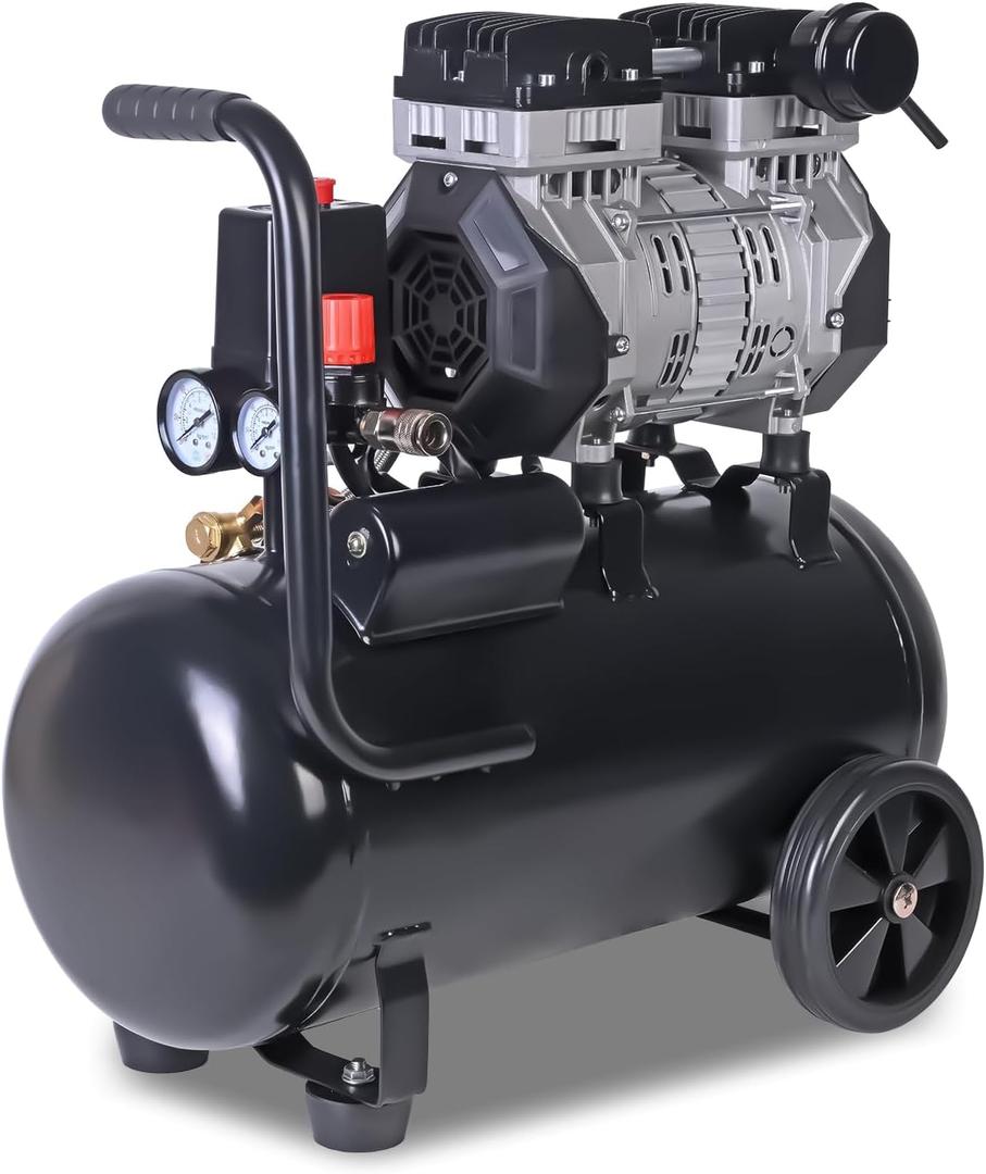 AAIN Ultra Quiet Air Compressor, 6.3 Gallon, Oil-Free, 1.5HP, 6 CFM, 116PSI | 70dB Noise Level Air Compressor with Wheels for Spray Painting, Auto Repair, Carpentry Decoration