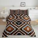Erosebridal Rustic Western Full Comforter Set for Men,Southwestern Aztec Bedding Set Bohemian Quilt Ethnic Horns Bull Skull Farmhouse Bedroom Decor Brown Black White Geometric Diamond Duvet Insert