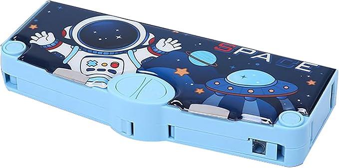 Cute Cartoon Space Pencil Case for Boys,Pop Up Multifunctional Pencil Box with Sharpener,Schedule,School Supplies,Pencil Pouch with Compartments