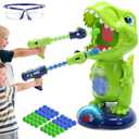 EagleStone Movable Dinosaur Shooting Toys for Kids,Electronic Target Shooting Games with 2 Pump Gun,48 Balls Party Favor Toys with Score Record, LED & Sound, Dino Toys Gift for Boys and Girls,Green