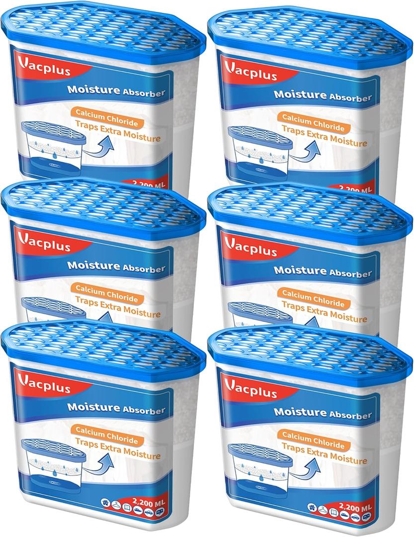 Vacplus Moisture Absorbers 6 Pack, Portable Humidity Absorber Boxes for Your Bathroom, Closet & Car, Dehumidifier with Fragrance Free, 32.0 Oz