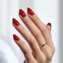 BTArtbox Press On Nails Short - Red Press on Nails, Short Oval Fake Nails with Nail Glue, Natural Reusable Glue On Nails in 16 Sizes Soft Gel Nail Kit, Mulled Wine