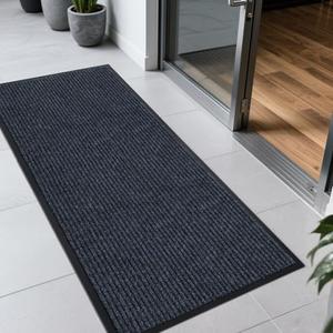 Front Door Mat Outside Entrance, Commercial Doormat Welcome Mats Inside for Entryway 72"x 48"- Heavy Duty Ribbed Non Slip Low Profile Floor Mat for Indoor and Outdoor Home High Traffic Area, Grey