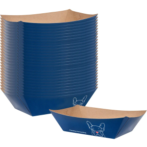 Bio Tek 1/2 Pound Food Boats, 400 Disposable Paper Food Trays - Heavy-Duty, Greaseproof, Frenchie Paper Food Boats, for Snacks, Appetizers, Or Treats, Use at Parties Or Carnivals - Restaurantware
