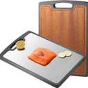 Titanium Cutting Board Double Sided, 15 Wood Cutting Board for kitchen, GR1 Titanium & Ebony Large Chopping Board for meat with Juice Groove for Meat & Veggies