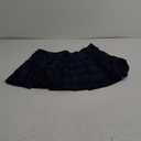 chouyatou Women's Cool Sweet A-Line Decorative Strap Plaid Pleated Mini Skirt (Medium, Blue)