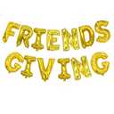 SWYOUN 16" Friendsgiving Aluminum Foil Mylar Balloons Banner Thanksgiving Friends Party Supplies Decorations(Gold), Set of 2