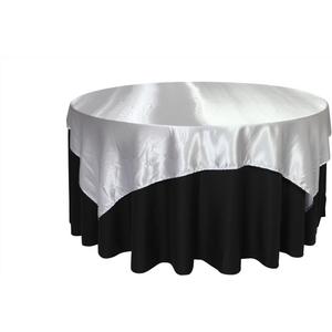 10 Pcs, Square 90"x90" Lamour Satin Table Overlay - White for Wedding Or Event Decor